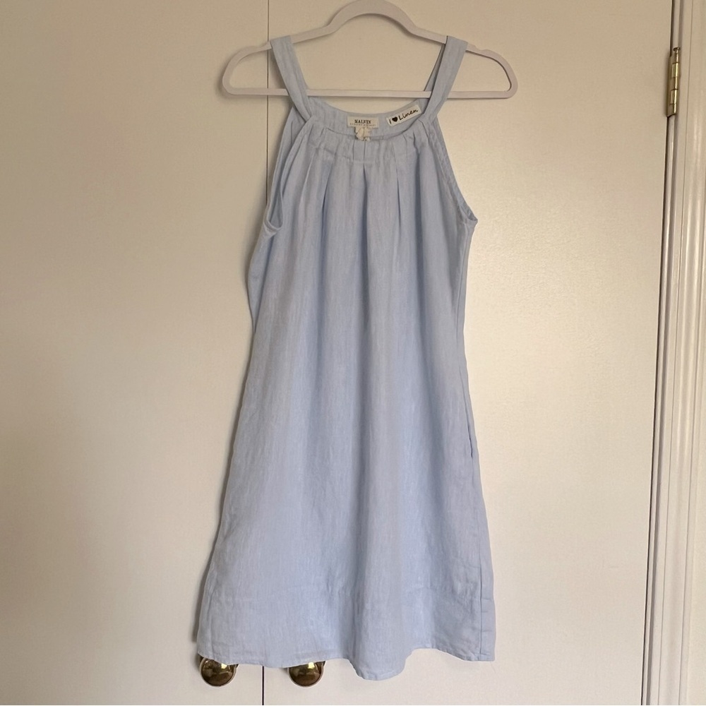 Malvin Hamburg-Germany Linen Light Blue Chambray Dress size Small
